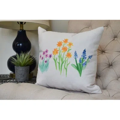 E By Design Farmers Market Square Pillow Cover & Insert In Pink