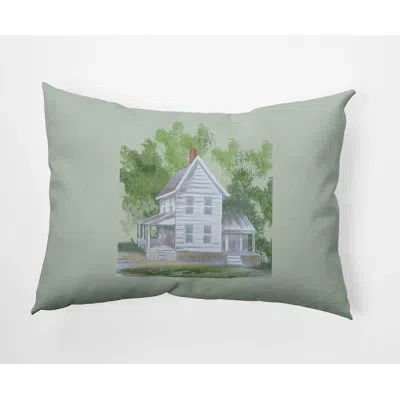 E By Design Farmhouse Farmhouse Lumbar Pillow In Green