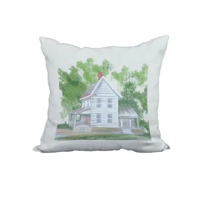 E By Design Farmhouse Print Square Pillow Cover & Insert In White