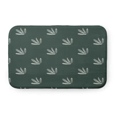 E By Design Feather Pattern Pet Feeding Placemat In Green
