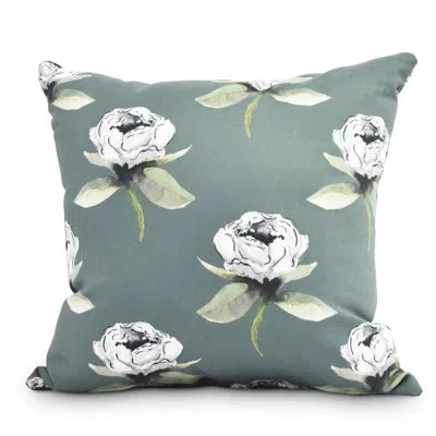 E By Design Fickle Florals Bunch Outdoor Square Pillow Cover& Insert In Green