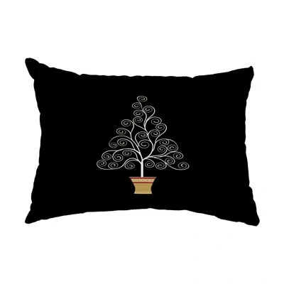 E By Design Filigree Tree Outdoor Rectangular Pillow Cover And Insert In Black