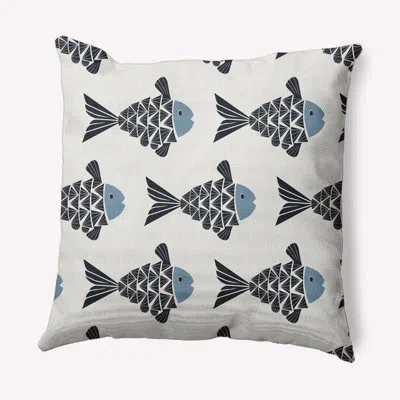 E By Design Fish Tales Pillow Cover & Insert Pan426 In Dusty Smoke