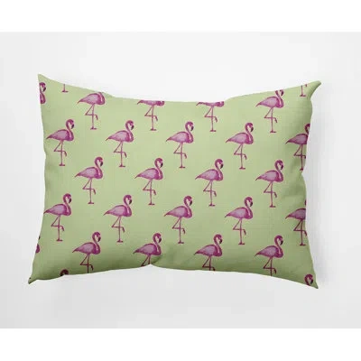 E By Design Flamingo Fanfare Indoor/outdoor Rectangular Lumbar Pillow In Light Green