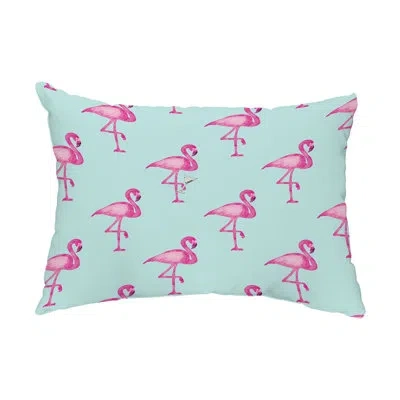 E By Design Flamingo Fanfare Martini Outdoor Pillow Cover & Insert In Aqua