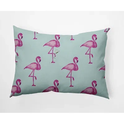 E By Design Flamingo Flamingo Fanfare Martini Lumbar Pillow In Aqua