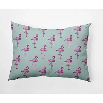 E By Design Flamingo Flamingo Fanfare Rectangular Cotton Pillow Cover & Insert In Aqua