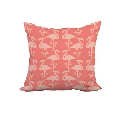 E By Design Flamingo Flamingo Heart Martini Tropical Print Square Cotton Pillow Cover & Insert In Coral