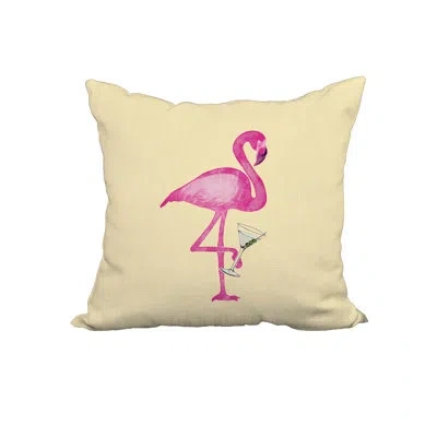 E By Design Flamingo Flamingo Single Tropical Print Square Pillow Cover & Insert In Yellow