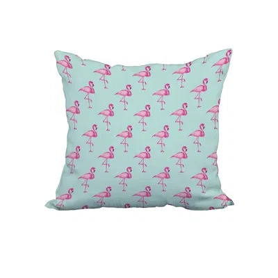 E By Design Flamingo Print Square Pillow Cover & Insert In Aqua