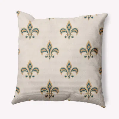 E By Design Fleur De Lis Decorative Throw Pillow Square In Autumn Blue