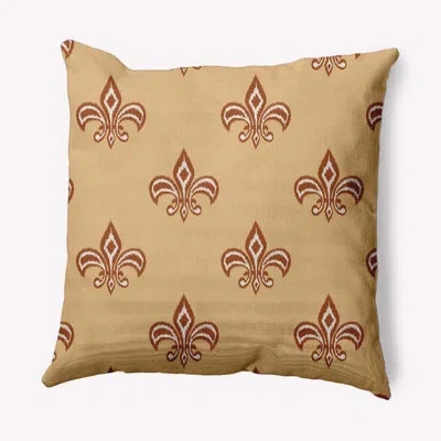 E By Design Fleur De Lis Indoor/outdoor Throw Pillow In Pale Gold