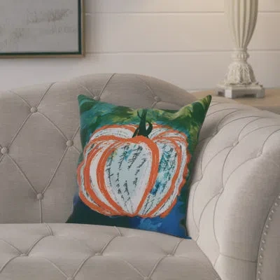 E By Design Flipping For Fall Artistic Pumpkin Outdoor Square Pillow Cover & Insert In Orange