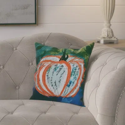 E By Design Flipping For Fall Artistic Pumpkin Square Pillow Cover & Insert In Orange