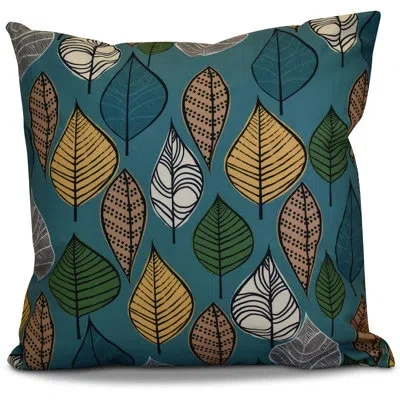 E By Design Flipping For Fall Leaves Square Pillow Cover & Insert In Teal