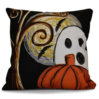 E By Design Flipping For Fall Ooky Spooky Euro Pillow Cover & Insert In Black