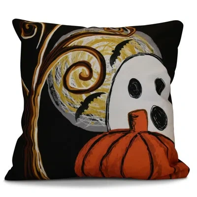E By Design Flipping For Fall Ooky Spooky Outdoor Throw Pillow In Black