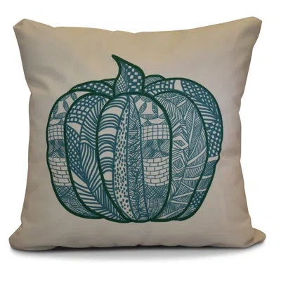 E By Design Flipping For Fall Pumpkin Patch Geometric Outdoor Throw Pillow In Teal