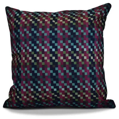 E By Design Flora And Fauna Mad For Plaid Outdoor Square Pillow Cover And Insert In Purple