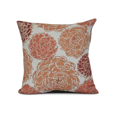 E By Design Floral Frolic Outdoor Square Pillow Cover & Insert In Orange