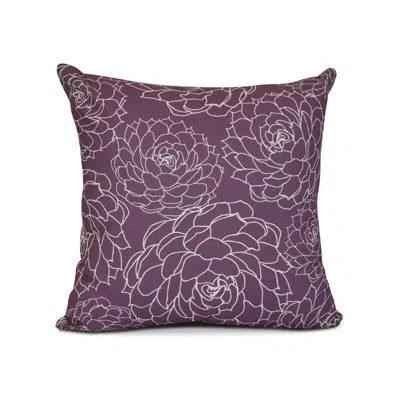 E By Design Floral Frolic Outdoor Square Pillow Cover & Insert In Purple