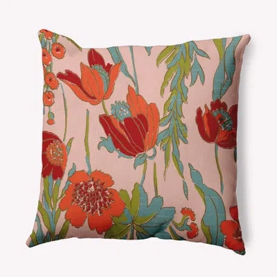 E By Design Floral Frolic Polyester Throw Square Indoor/outdoor Pillow Cover & Insert