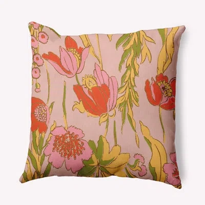 E By Design Floral Frolic Polyester Throw Square Indoor/outdoor Pillow Cover & Insert