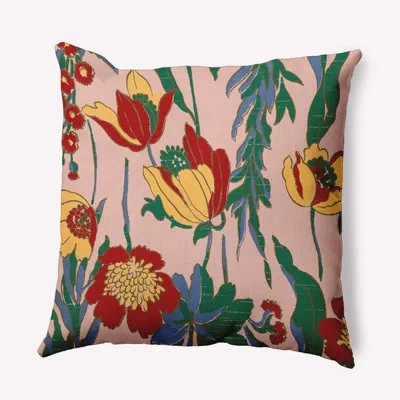 E By Design Floral Frolic Polyester Throw Square Indoor/outdoor Pillow Cover & Insert
