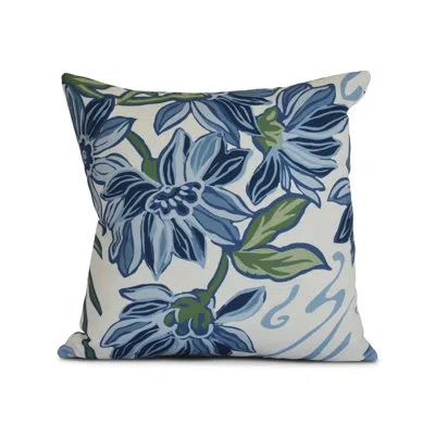 E By Design Floral Frolic Print Square Pillow Cover And Insert In Blue