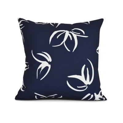 E By Design Floral Frolic Square Pillow Cover And Insert In Navy Blue
