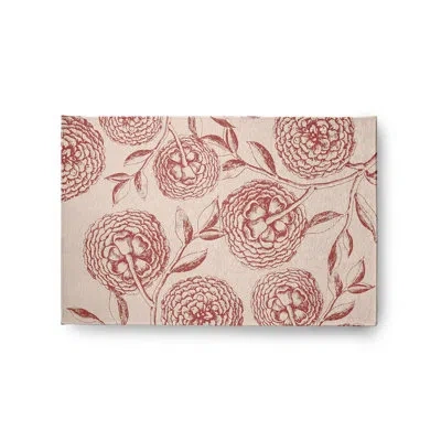 E By Design Floral Machine Woven Chenille Area Rug In Beige/red In Red;beige