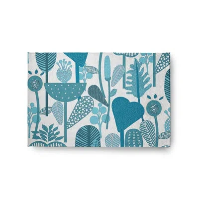 E By Design Floral Machine Woven Chenille Area Rug In Blue/white In Blue;white