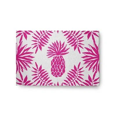 E By Design Floral Machine Woven Chenille Area Rug In White/pink In Pink;white