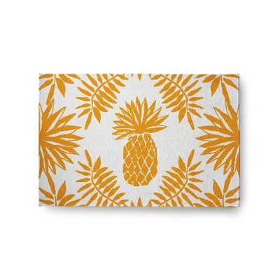 E By Design Floral Machine Woven Chenille Area Rug In Yellow/white In Yellow;white