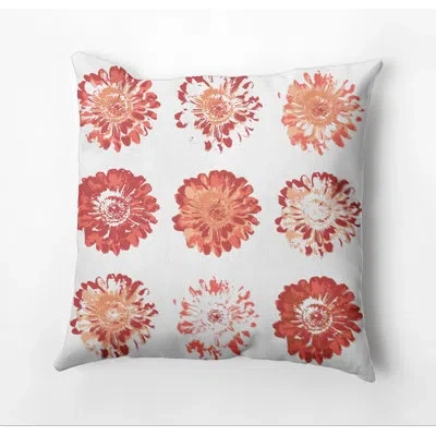 E By Design Floral Outdoor Square Pillow Cover & Insert In Coral