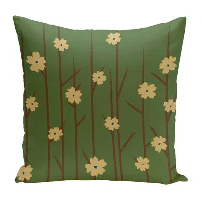 E By Design Floral Outdoor Square Pillow Cover & Insert In Green