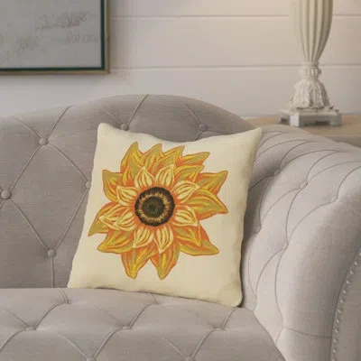 E By Design Floral Outdoor Square Pillow Cover & Insert In Yellow