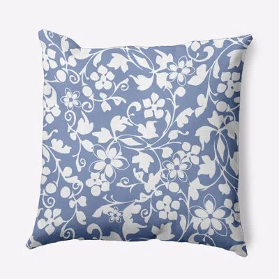 E By Design Floral Polyester Indoor/outdoor Throw Pillow In Blue