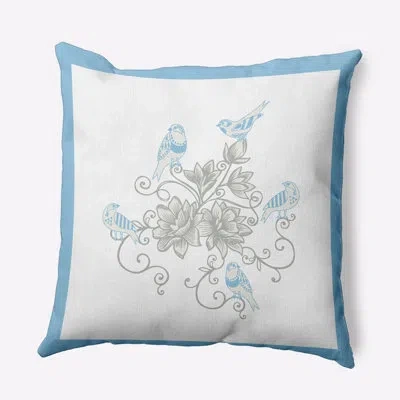 E By Design Floral Polyester Indoor/outdoor Throw Pillow In Blue