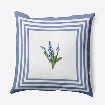 E By Design Floral Polyester Indoor/outdoor Throw Pillow In Blue