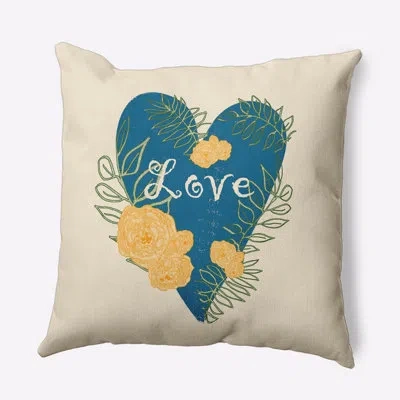 E By Design Floral Polyester Indoor/outdoor Throw Pillow In Blue