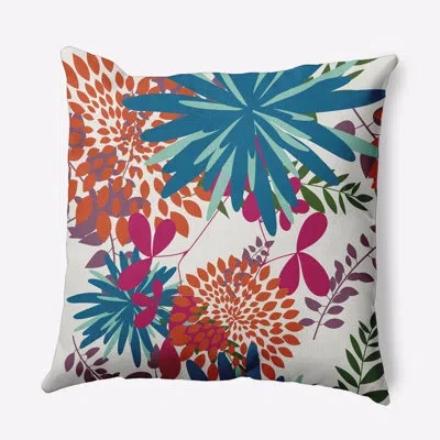 E By Design Floral Polyester Indoor/outdoor Throw Pillow In Blue