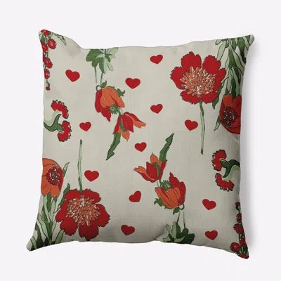E By Design Floral Polyester Indoor/outdoor Throw Pillow In Brown