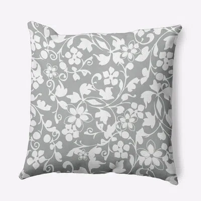 E By Design Floral Polyester Indoor/outdoor Throw Pillow In Gray