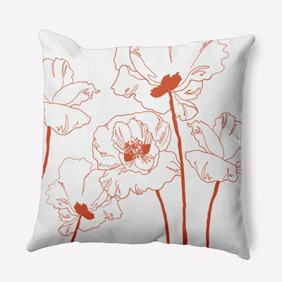 E By Design Floral Polyester Indoor/outdoor Throw Pillow In Orange
