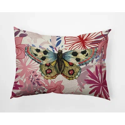 E By Design Floral Polyester Indoor/outdoor Throw Pillow In Pink