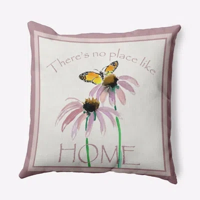 E By Design Floral Polyester Indoor/outdoor Throw Pillow In Purple