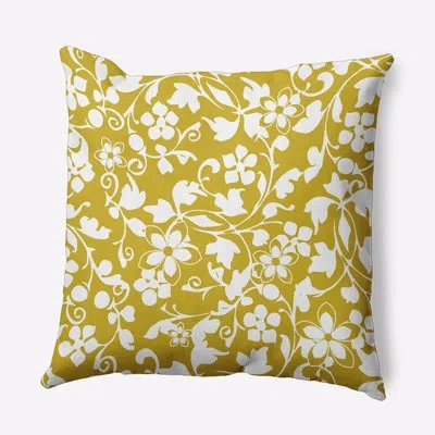 E By Design Floral Polyester Indoor/outdoor Throw Pillow In Yellow