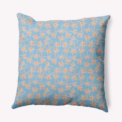 E By Design Floral Polyester Throw Pillow In Blue