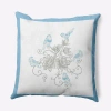 E By Design Floral Polyester Throw Pillow In Blue